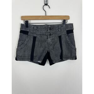 Diesel Y2K Gray Black Moto Denim Shorts Size 29 Designer Low Rise